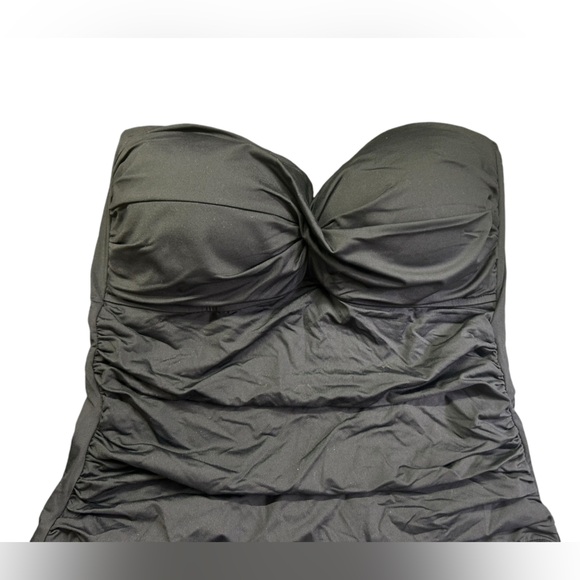 ANNE COLE womens black twist front plus size 16 bandeau one piece swimsuit NWT - Picture 3 of 7